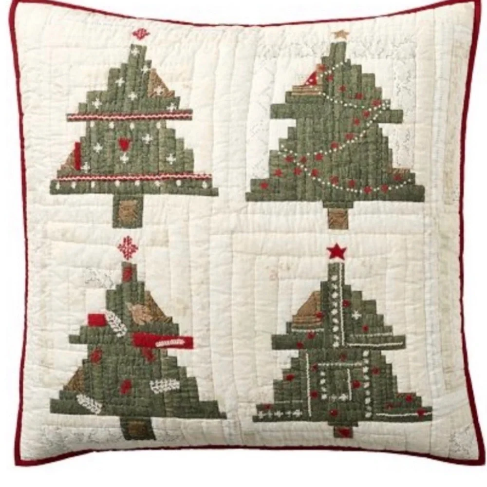 Pottery Barn Arden Tree Euro Sham Applique Quilted 26
